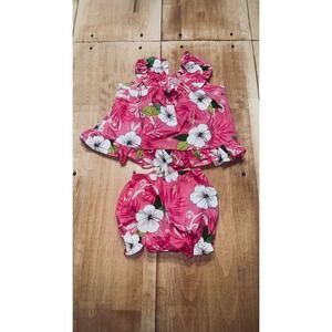 Pacific Legend Aloha Cotton Girls Cabana Set 18M Pink Floral Made in Hawaii‎